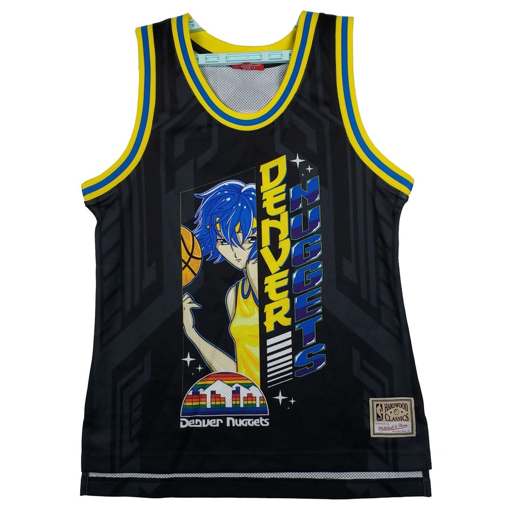 Denver Nuggets Mitchell & Ness NBA Womens‎ Medium Jersey Anime Art Black New